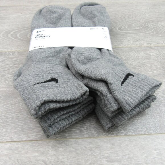 Nike Everyday Cushioned Ankle Socks Dri-Fit Men's Size 8-12 Grey 6 Pack NEW - Picture 5 of 9